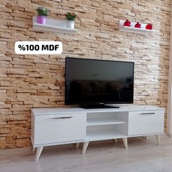 Mobilya Sepeti ( Ms 80 ) MDF Tv Ünitesi Dolabı,Raflı,Beyaz 